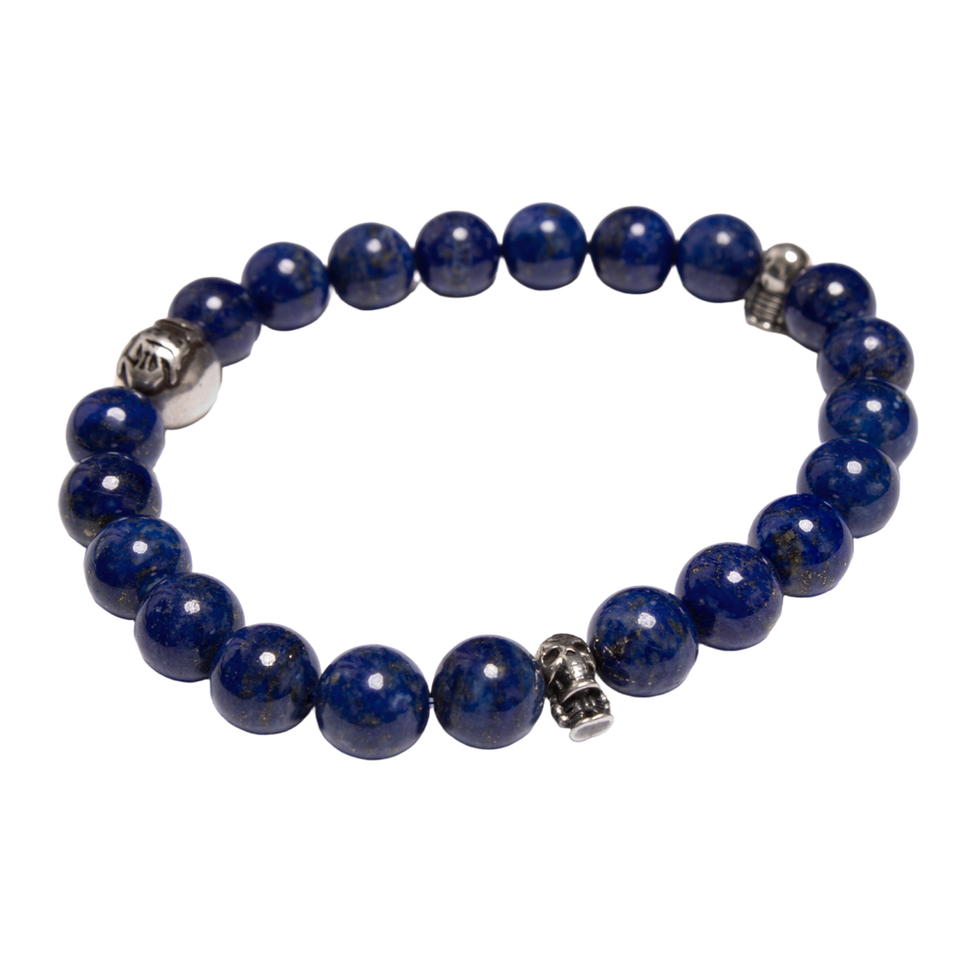 CHROME HEARTS FOTI 'CH SKULL BALL' BLUE BEADED BRACELET