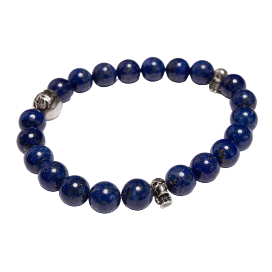 CHROME HEARTS FOTI 'CH SKULL BALL' BLUE BEADED BRACELET