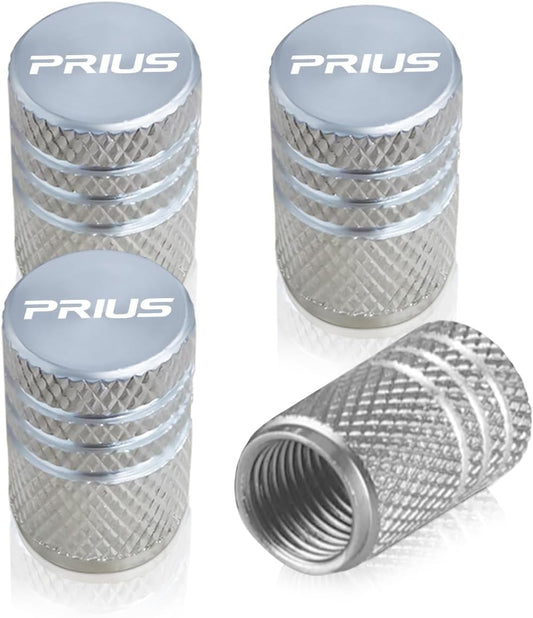 Compatible Toyota Prius Tire Air Valve Cap Aluminum Prius Auto Dress Up Parts Set of 4 Corrosion Prevention Good Airtight Easy Installation (Silver)