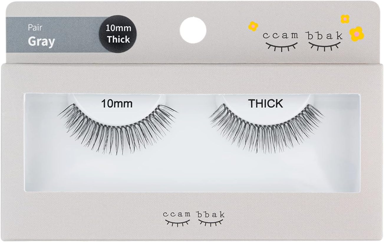 CCAMBBAK False Eyelash Eyelash Pares, Eyelash Extensions, Semi-permanent, Idle Type, 0.3 - 0.5 inches (8 - 12 mm), Matsueku Self Natural, Popular, DIY False Eyelash (0.4 inch (10 mm) Thick (Black))