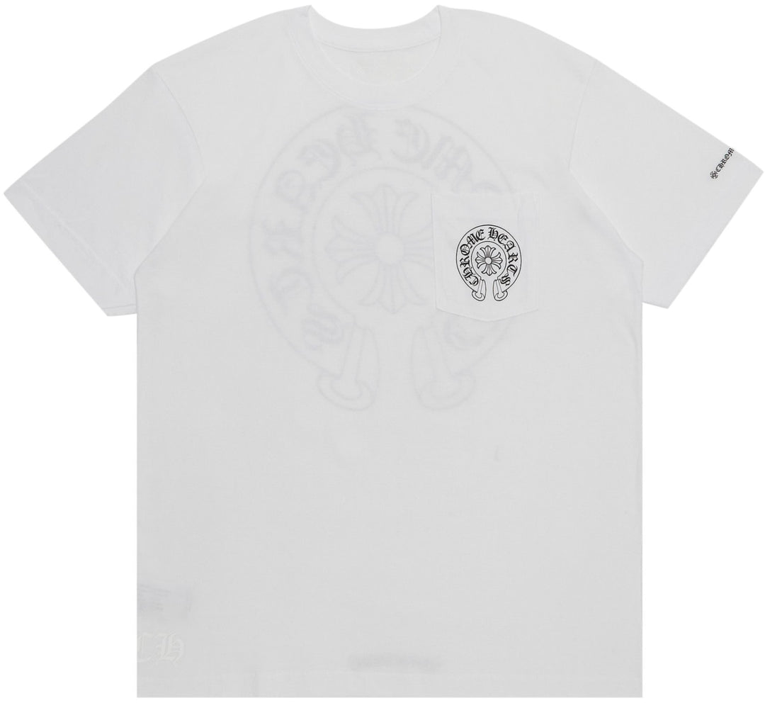 CHROME HEARTS 'CLASSIC HORSESHOE' WHITE POCKET TEE