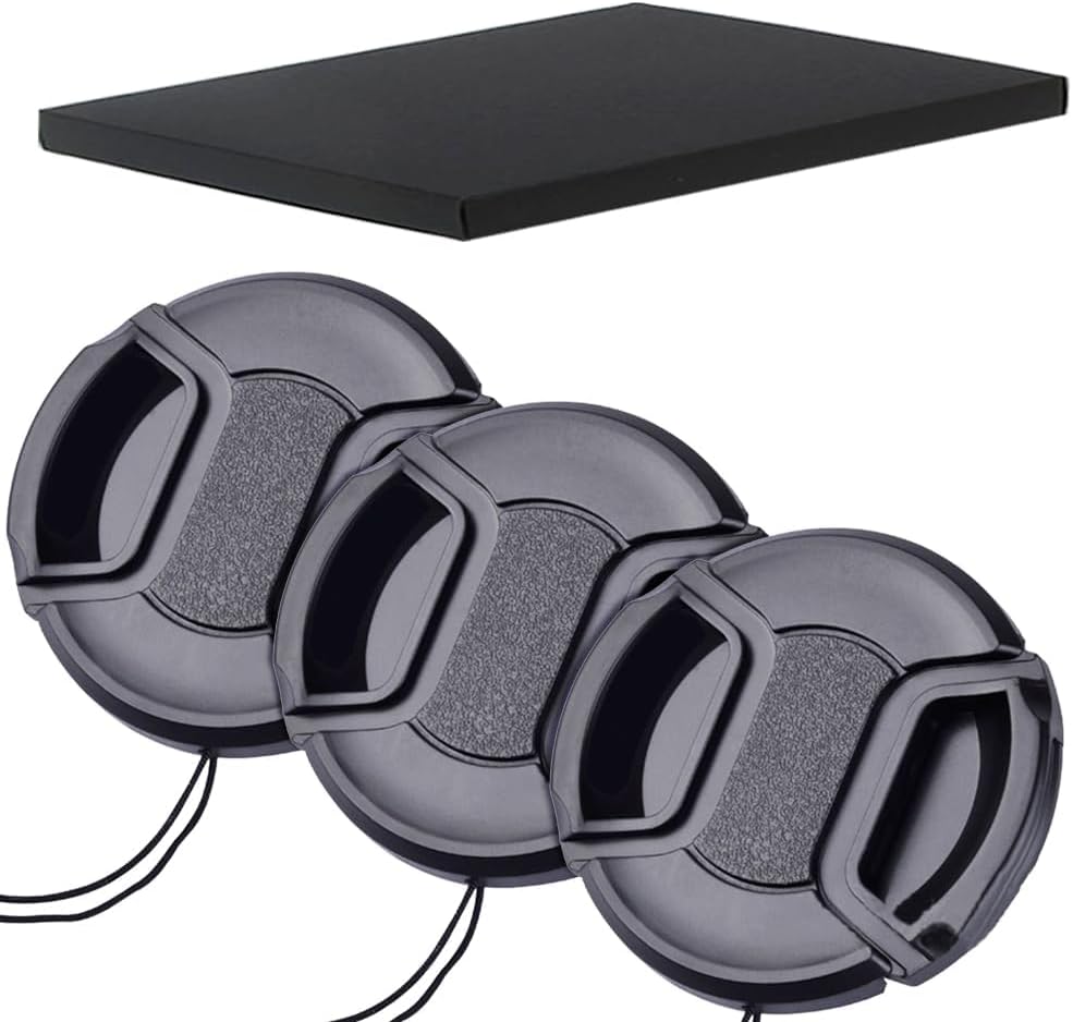 2.3 inches (58 mm) Lens Cap, Set of 3, Inner Type One-Touch Lens Cap, 2.3 inches (58 mm), Includes Drop Prevention Hook, Lens Protect Cap (2.3 inches (58 mm)