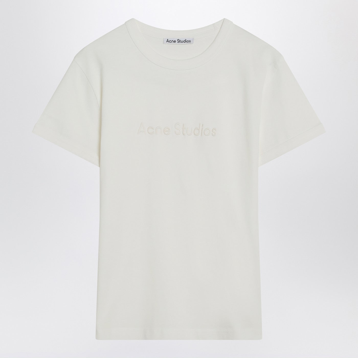 Acne Studios ニキビスタジオロゴ付きのホワイトコットンTシャツ - Image 1