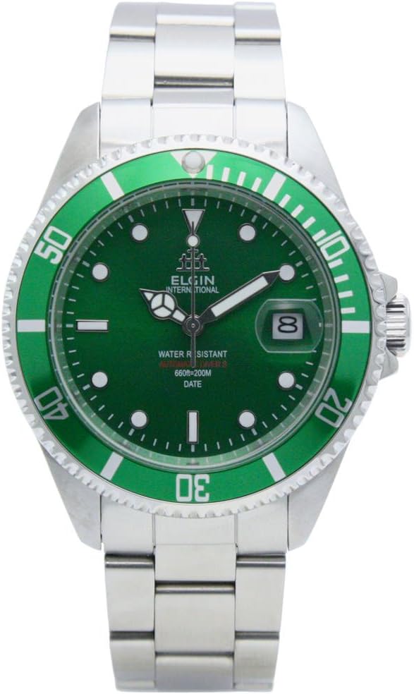 Elgin FK1405S-GR Men's Automatic Watch, Diver's Watch, Green