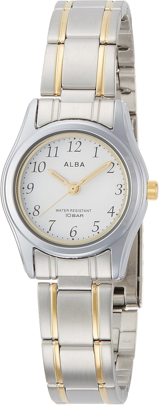 Seiko AQHK431 Alba Quartz Wristwatch, Women's, Standard Model, Rumi Hour and Minute Hand, Silver, Dial color - white, watch