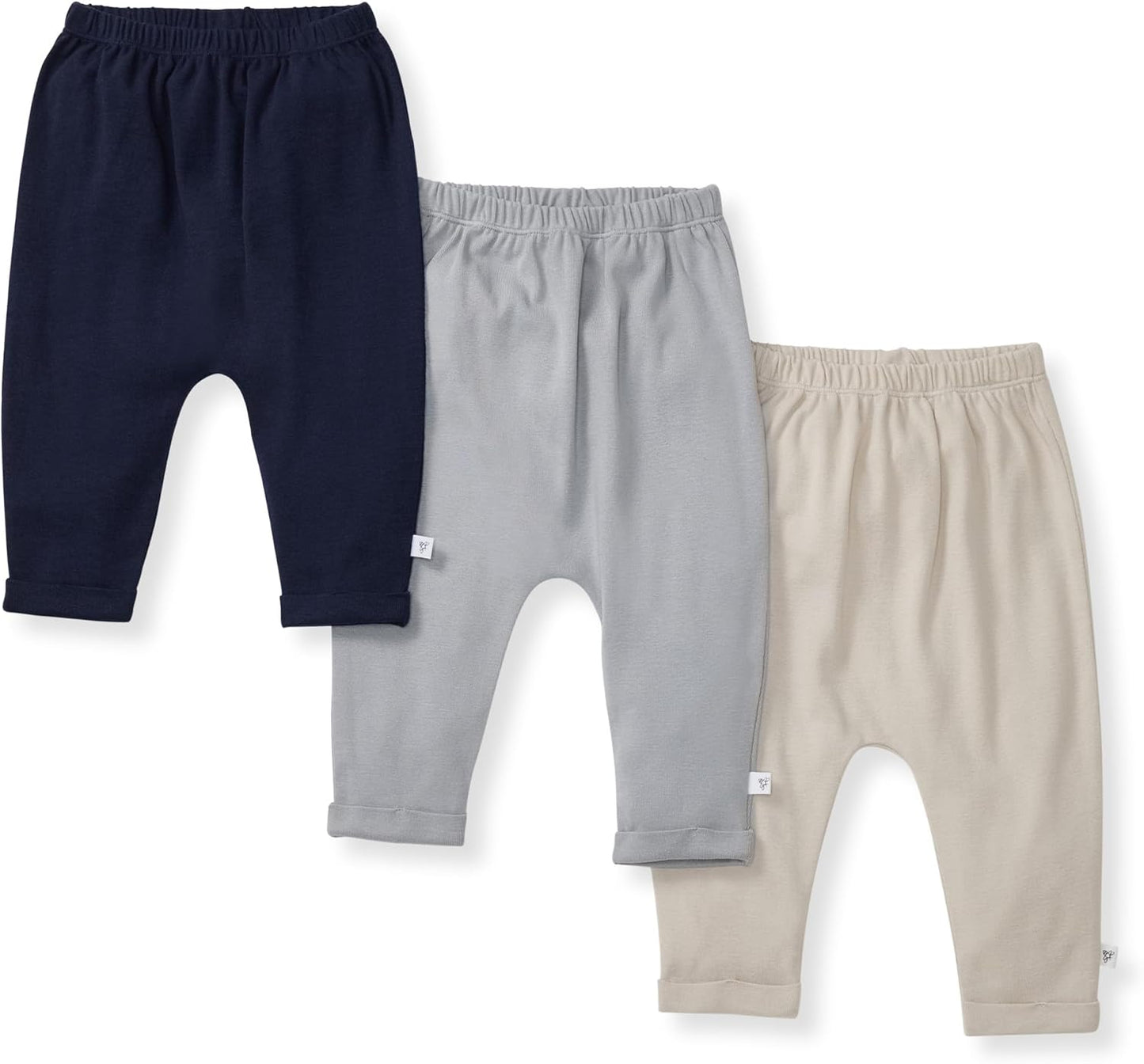 Burt's Bees Baby Unisex Knit Jogger Pants, 3-Pack Baby Sweatpants, 100% Organic Cotton Infant Bottoms