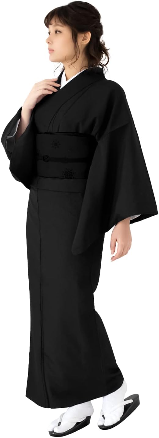 Kyoetsu Women's Kimono, Single Clothing, Washable, Solid Color