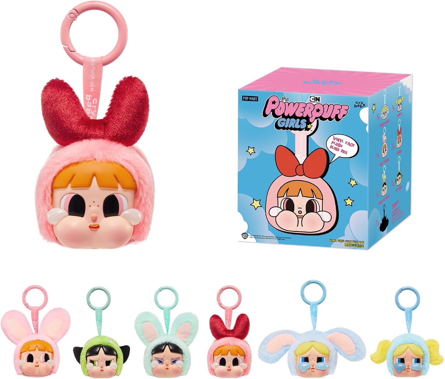 POP MART Crybaby x Powerpuff Girls Series - Vinyl Face Plush Blind Box Figure, Crybaby Blind Box Figure, Random Design Action Figure, Collectible Toy, Home Decoration, Single Box