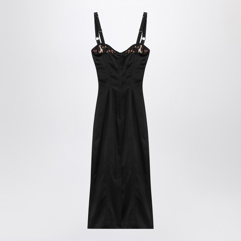Dolce  Gabbana ドルチェ＆ガッバーナブラックサテンビュスティエドレス - Image 1