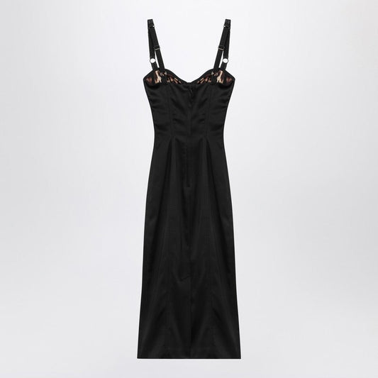 Dolce  Gabbana ドルチェ＆ガッバーナブラックサテンビュスティエドレス - Image 1