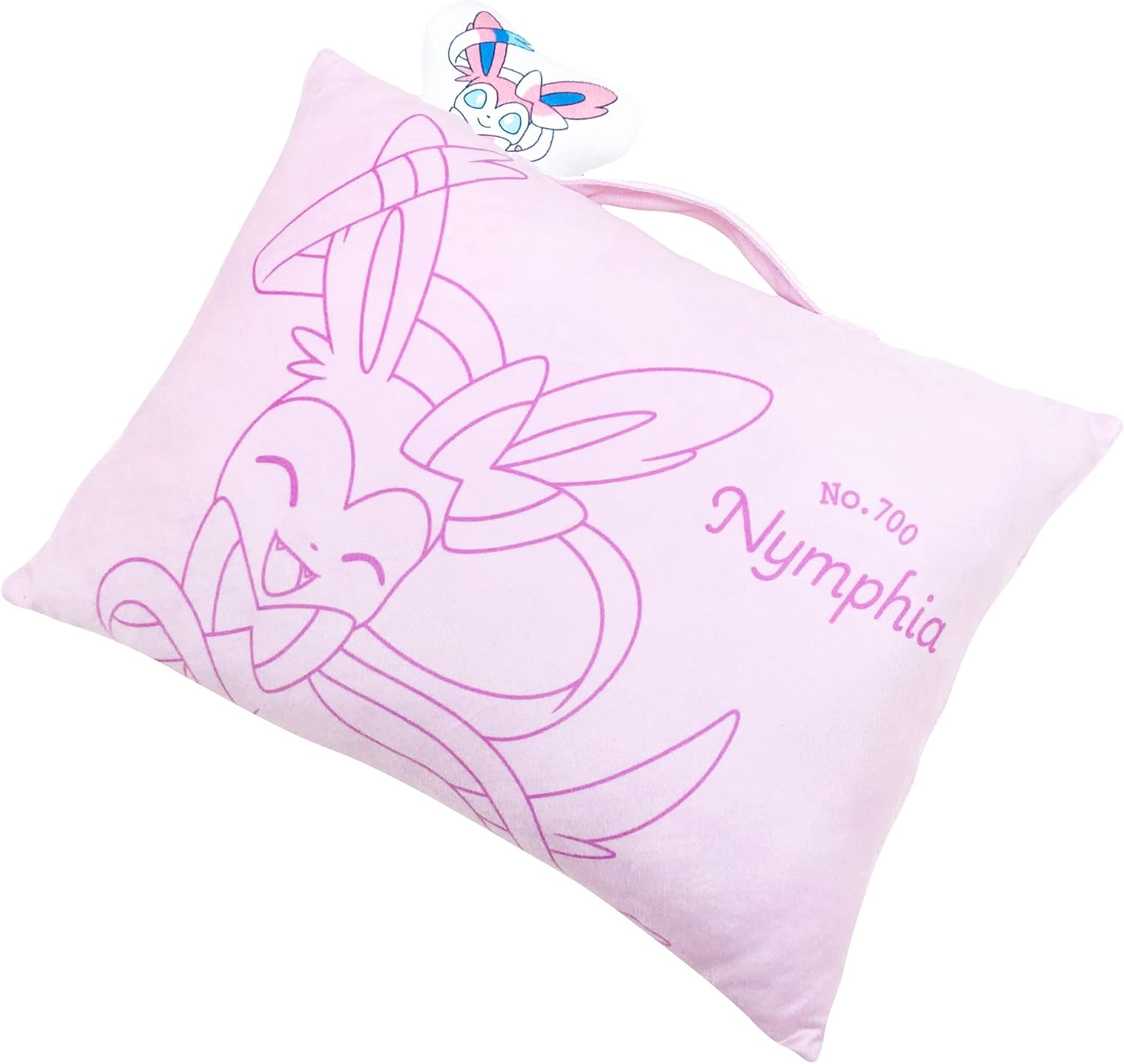 MORiPiLO Plush Pillow Pokemon Nymphia (with Mascot) Handle Attached Compact Cushion Goods Stuffed Toy Nap Pillow 11 x 15.4 x 3.5 inches (28 x 39 x 9 cm) Pink Character Pillow by Morishita