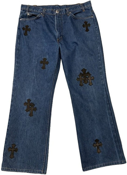 CHROME HEARTS '20 PATCH' DARK BLUE JEANS