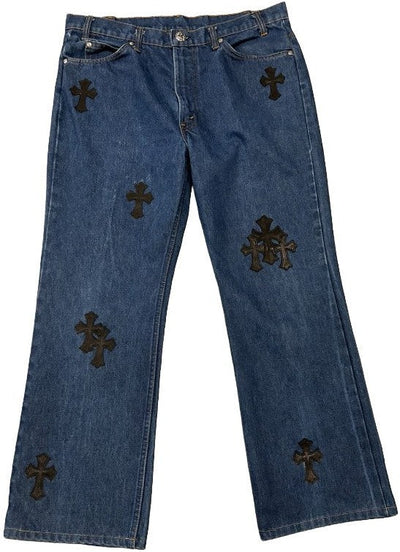 CHROME HEARTS '20 PATCH' DARK BLUE JEANS