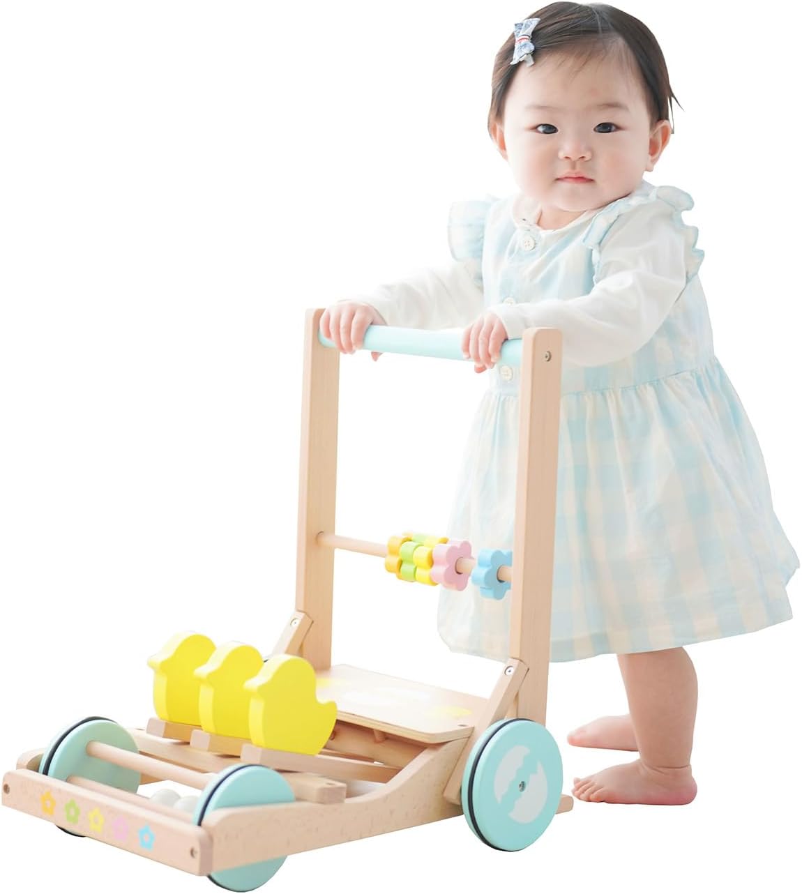 Push cart baby wooden rattling wooden toy chick rattling push cart Kikorino Omocya walking practice push cart birth celebration gift