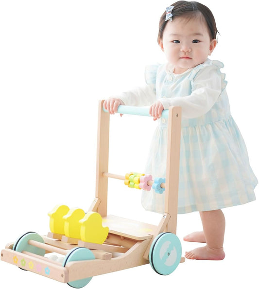 Push cart baby wooden rattling wooden toy chick rattling push cart Kikorino Omocya walking practice push cart birth celebration gift