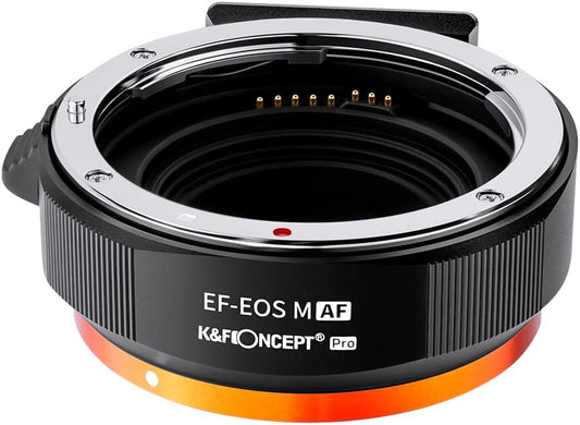 K&F Concept Electronic Mount Adapter, EF-EOS M, AF Function, Autofocus, Canon EF Mount Lens to Canon, EF-M Mount, Electronic Contacts, Tripod Mount, Image Stabilization