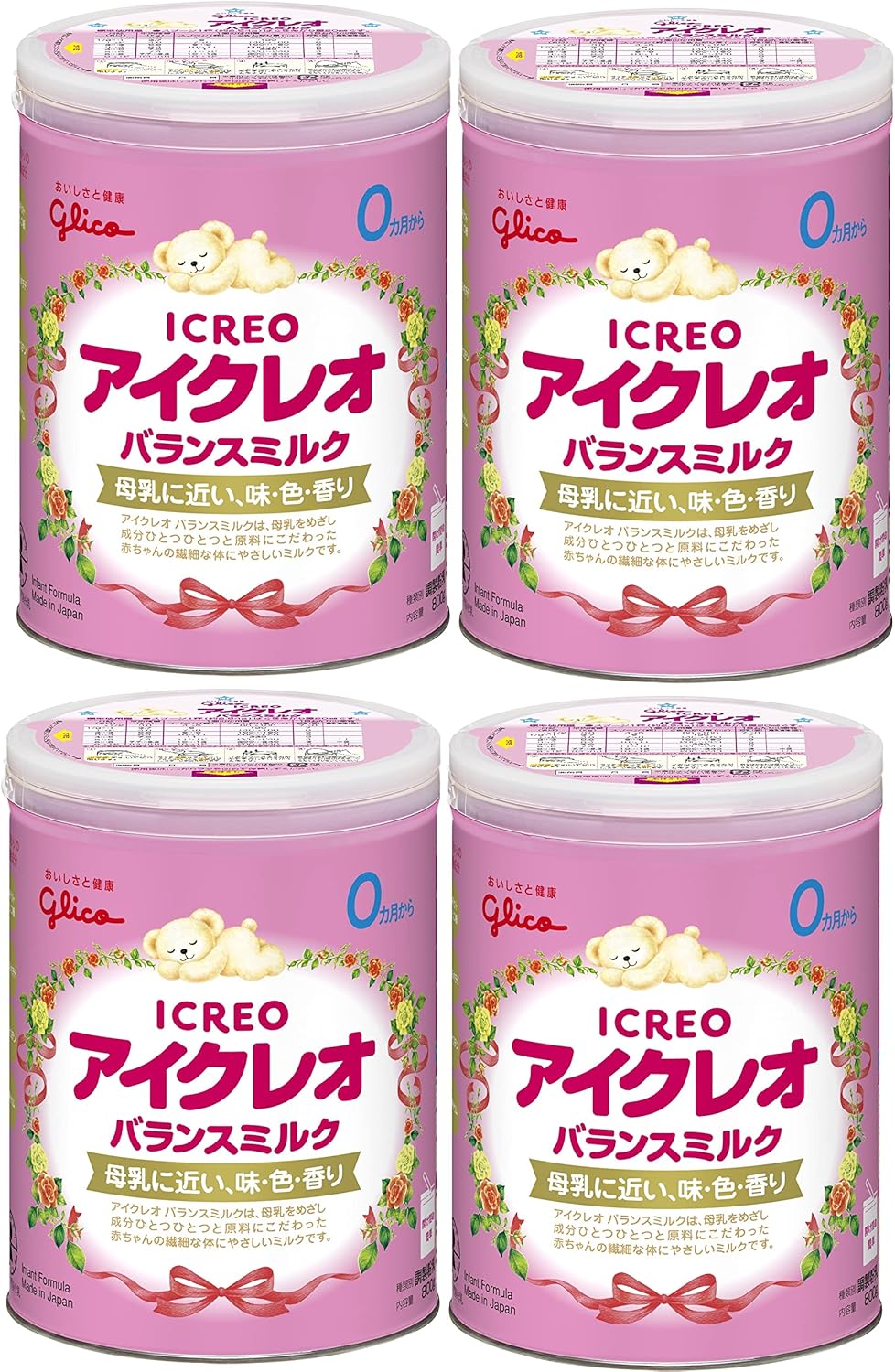 Icreo Balance Milk, 28.2 oz (800 g) x 4 Cans, Powdered Milk, For Babies, 0 Months - 1 Year Old