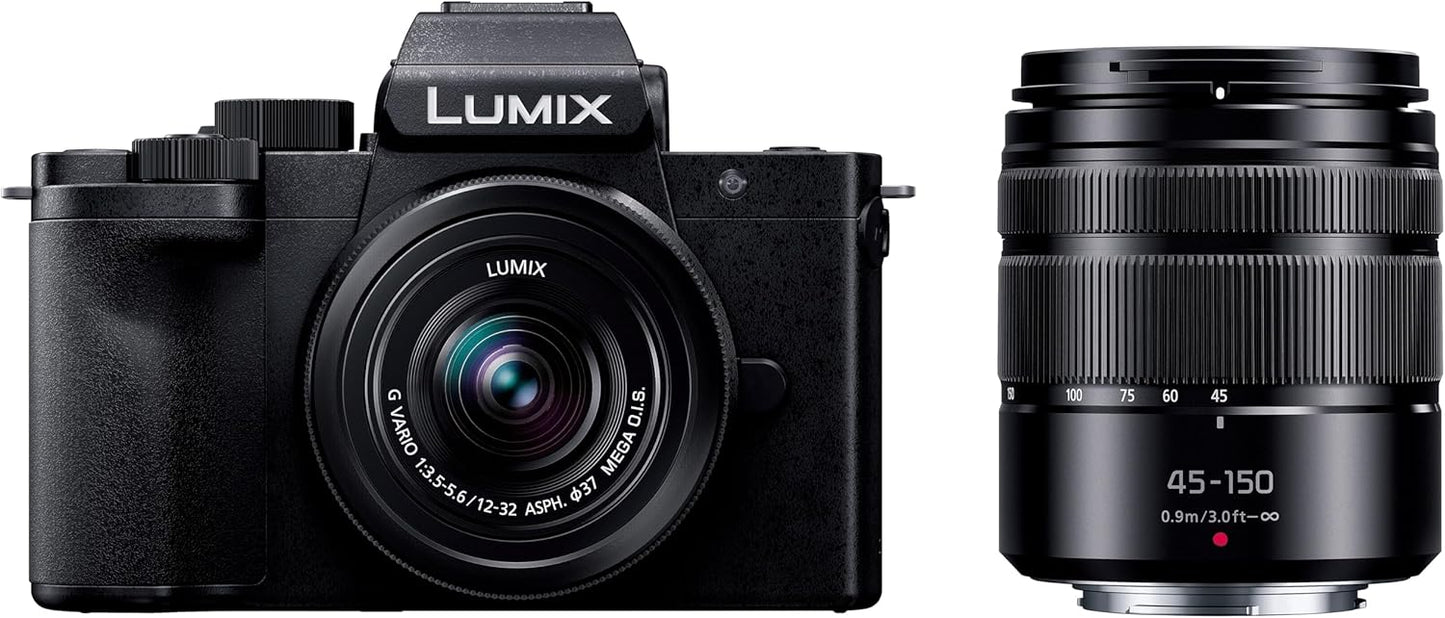 Panasonic DC-G100DW-K Compact and Lightweight Mirrorless SLR Camera Lumix Double Zoom Lens Kit, Black