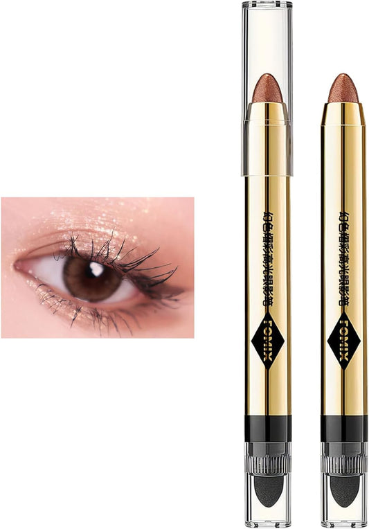 Eyeshadow Pencil Glitter Eyeshadow Stick Crayon Shading Light Eyeshadow Teardrop Bag Eyeshadow Pen Waterproof Highlight Shiny Moisturizing Eyes Multicolor Ends 2g (x1) (03 Milk Tea Brown)