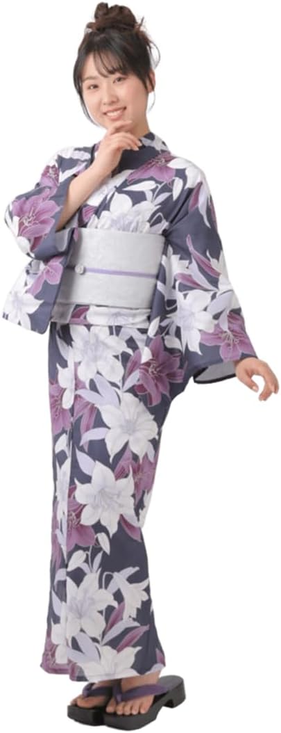 Le Coeur Ru Cool Yukata, Adult Women's, One Size Fits Most, Reihaku Yuri, purple white, Free size