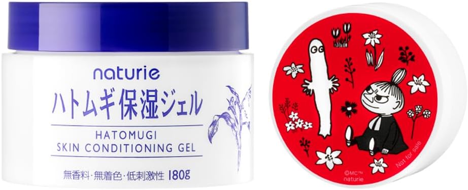 Naturie Pearl Barley Moisturizing Gel with Exclusive Moomin Design Case (Skin Conditioning Gel), 6.3 oz (180 g), Adley Extract, Fragrance-free, Non-Coloring, Hypoallergenic, Oil-free, Alcohol-free