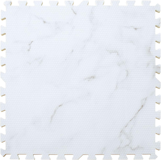 Lefurni JH-004(WM) Joint Mat, Marble Pattern, Width: 23.6 inches (60 cm), 8 Pieces, Large, Play Mat, Floor Mat, Soundproof, Waterproof, White Marble
