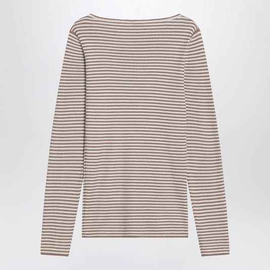 Brunello Cucinelli カシミアとシルクのブルネッロ・クシネッリ・スパークリング・ストライプのセーター - Image 1