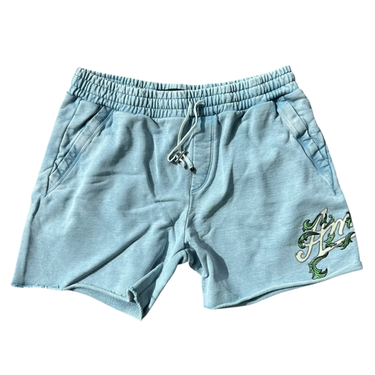 AMIRI 'FILIGREE' FADED BLUE SWEAT SHORTS