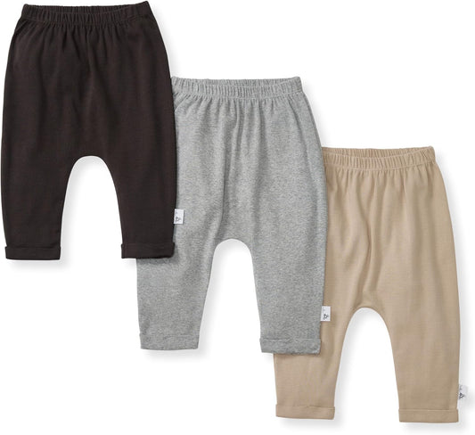 Burt's Bees Baby Unisex Knit Jogger Pants, 3-Pack Baby Sweatpants, 100% Organic Cotton Infant Bottoms
