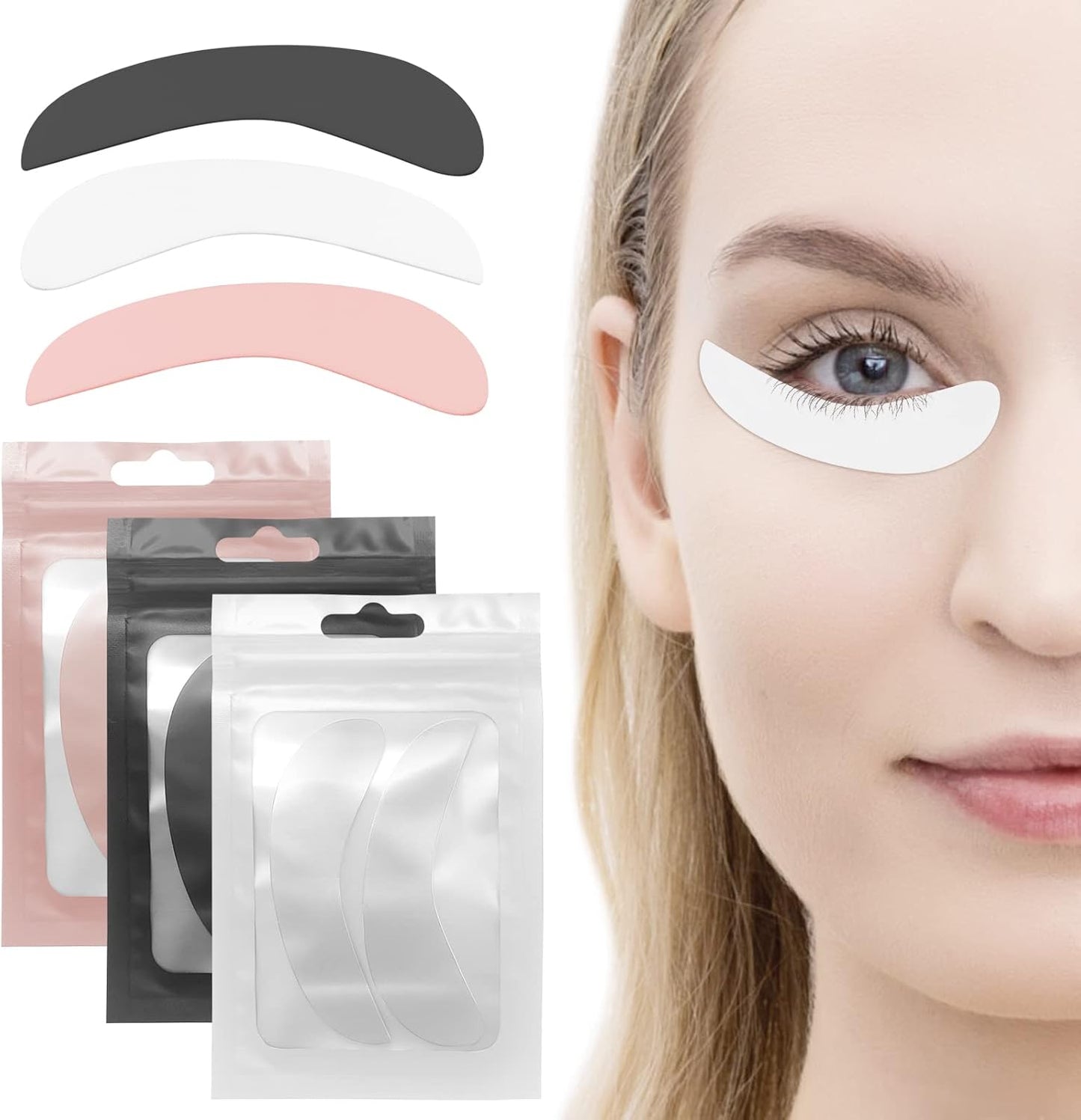 Libeauty 3 Pairs Reusable Eyelash Extension Eyepad Eyelash Lift/Tint Under Eye Gel Pad Patch Kit Soft Skin