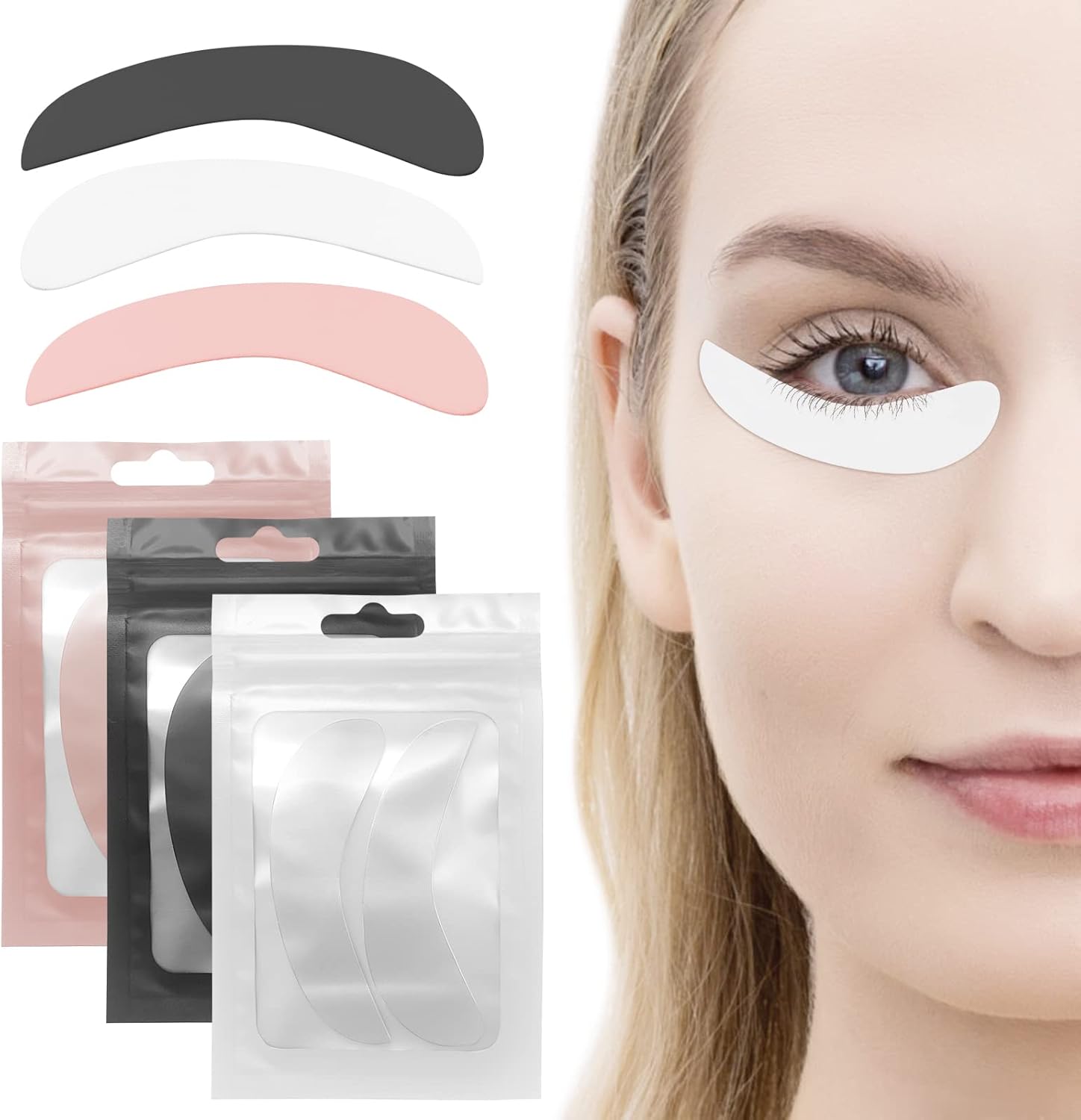 Libeauty 3 Pairs Reusable Eyelash Extension Eyepad Eyelash Lift/Tint Under Eye Gel Pad Patch Kit Soft Skin