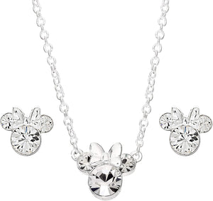 Disney Minnie Mouse Silver Plated Earrings and Necklace Set