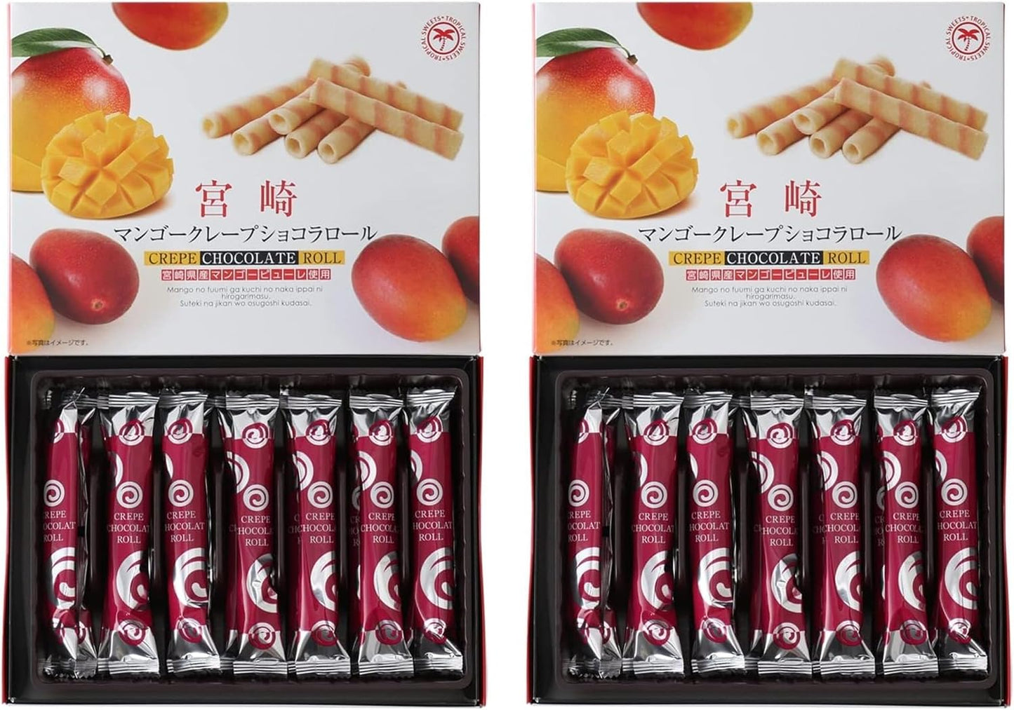 Yutaka Shokai Mango Crepe Chocolat Roll, 14 Pieces x 2