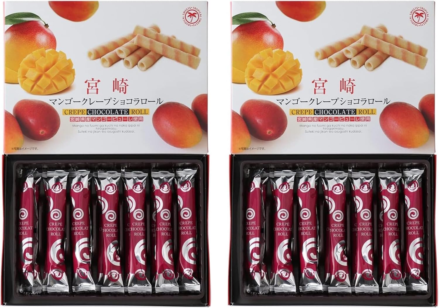 Yutaka Shokai Mango Crepe Chocolat Roll, 14 Pieces x 2