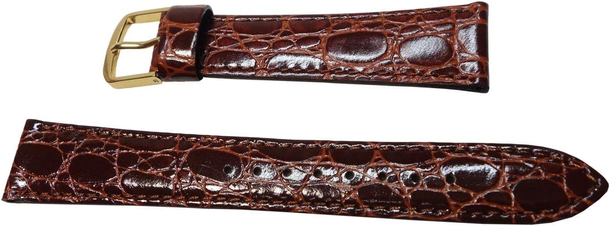 Seiko DE78 Watch Band, 0.7 inch (17 mm), Cowhide Crocodile Embossed Brown, Men's