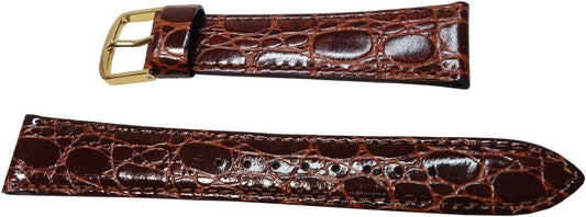 Seiko DE78 Watch Band, 0.7 inch (17 mm), Cowhide Crocodile Embossed Brown, Men's