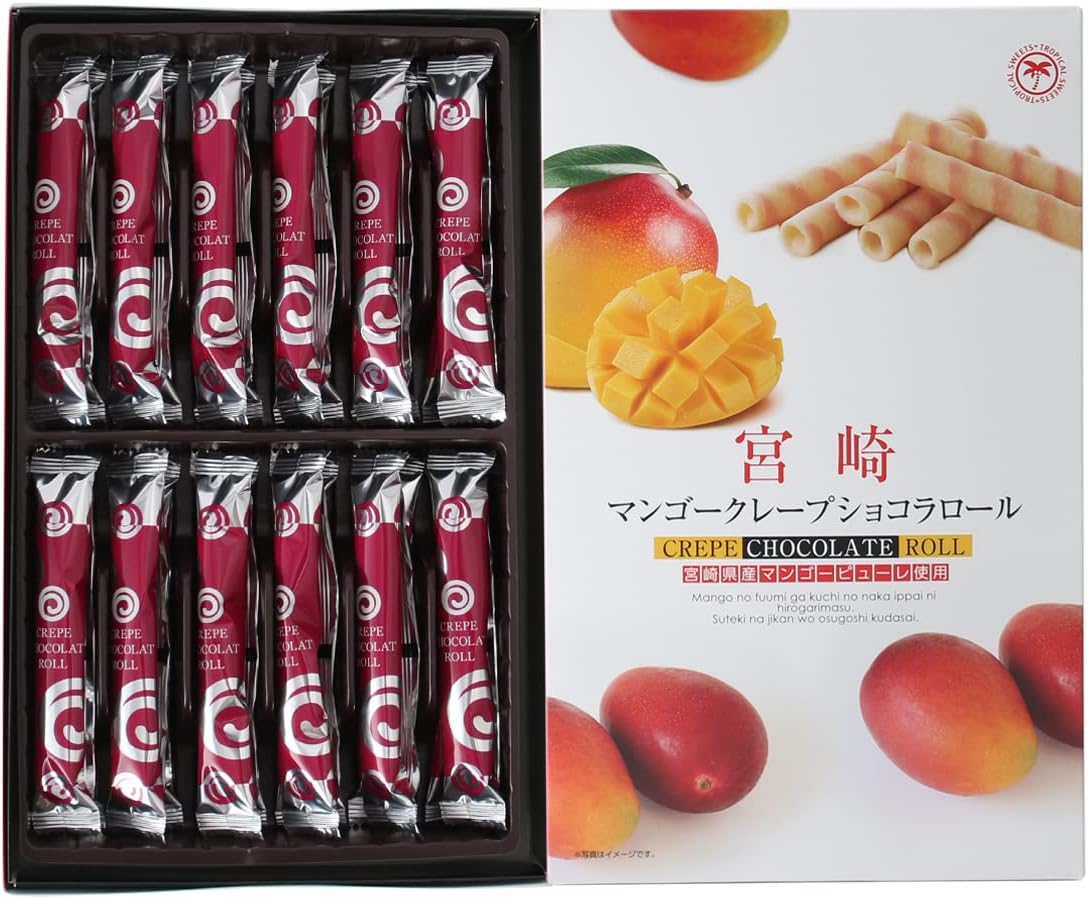 Yutaka Shokai Miyazaki Mango Crepe Chocolat Roll, 24 Pieces