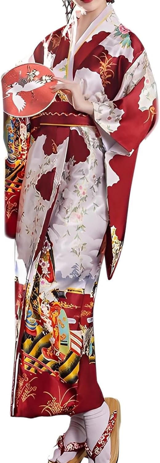 Eiza e996 Women's Kimono Cosplay Costume, Yukata, Halloween Costume, Summer Festival, Japanese Pattern