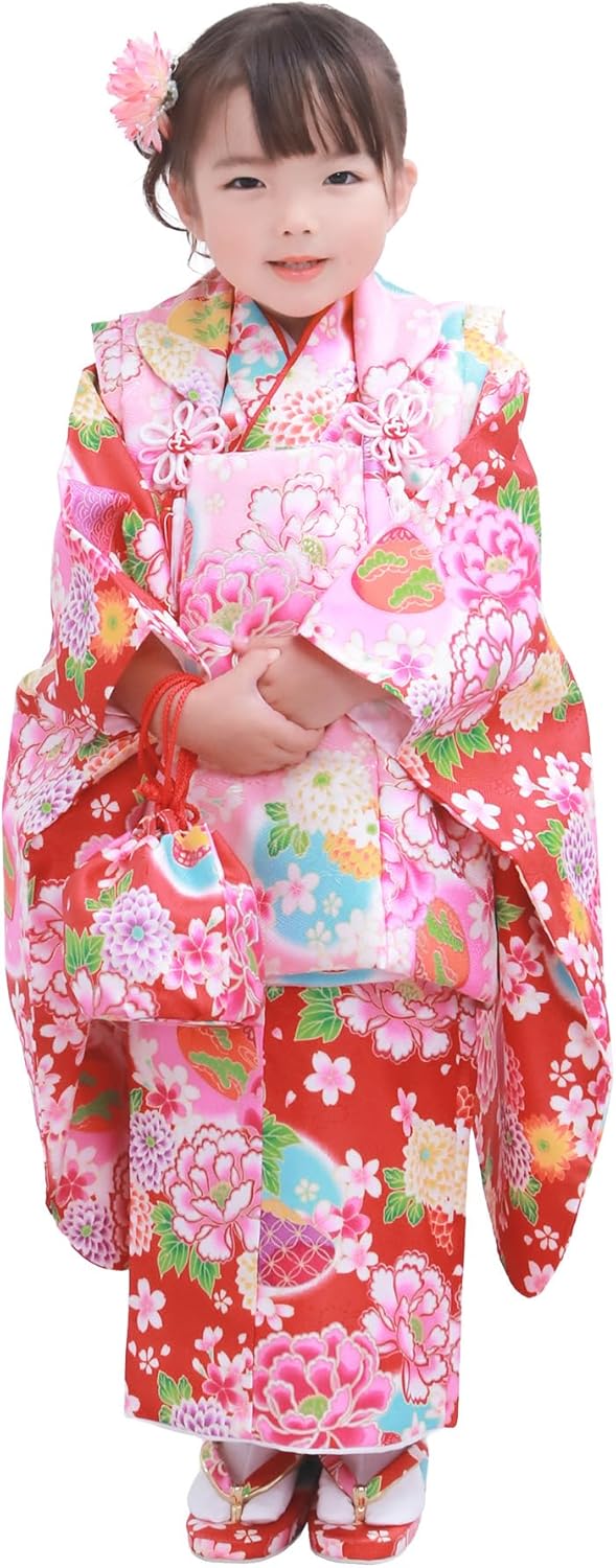 Kyoetsu 7-5-3 Coming of Age Ceremony Kimono Set, For Girls, Age 3, Gorgeous A