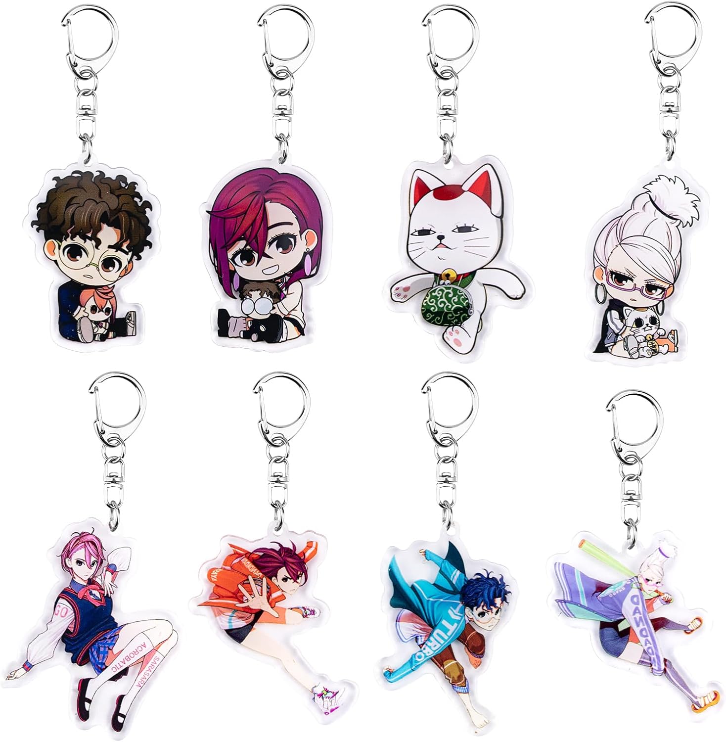 [Fantasyon] For Danda Dan Keychain, Turbo Babaa, Momo Ayase, Ken Takakura, Ayase, Aira Shirakura, Cat Maneki Neko Bag, Key, Acrylic Key Holder, Pendant, Cute, Decorative, Anime, Merchandise Keychain,