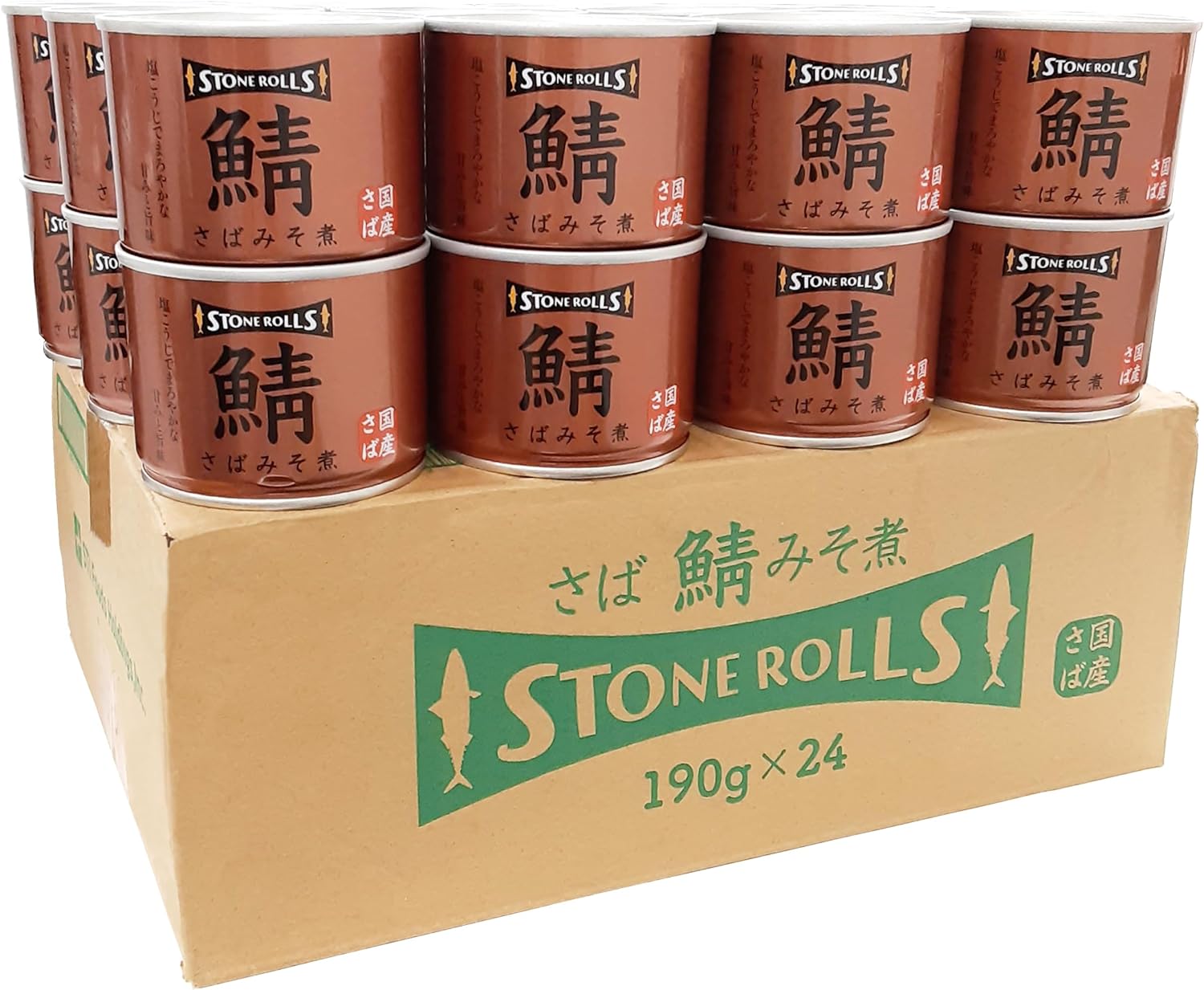 STONE ROLLS (ストンロルズ) Domestic Mackerel Miso Stew 【Protein 29.1g】 190g (Set of 24 Cans)