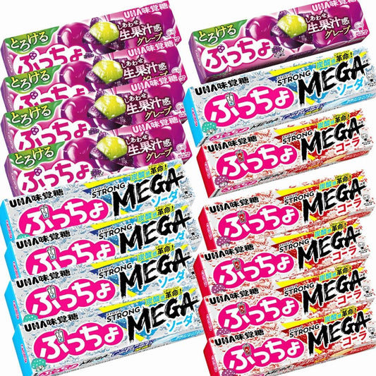 UHA Mikakutou Puccho Stick Strong Soda Strong Cola Grape 10 pieces 3 varieties 5 sticks total 15 sticks candy sweets juicy trial set MANTIS original set
