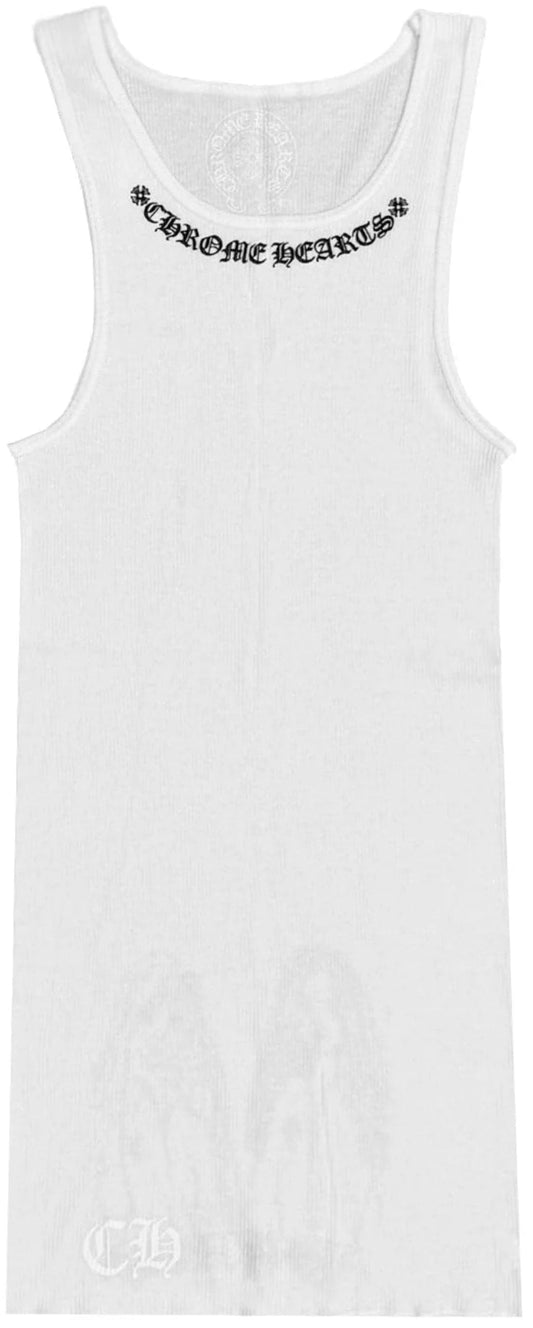 CHROME HEARTS 'MIYUMI SISTERS' WHITE NECK LOGO TANK TOP