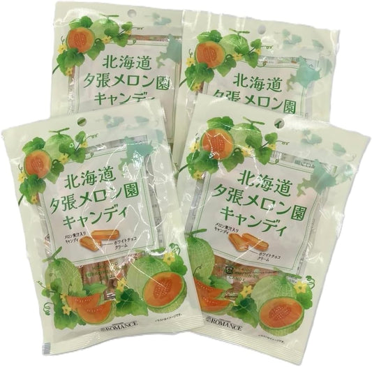 Romance Seikatsu Hokkaido Melon Candy, Set of 4 Bags, Individually Wrapped, Candy, Candy, Sweets, Sunsubata Melon Flavor, Souvenir, Home Use