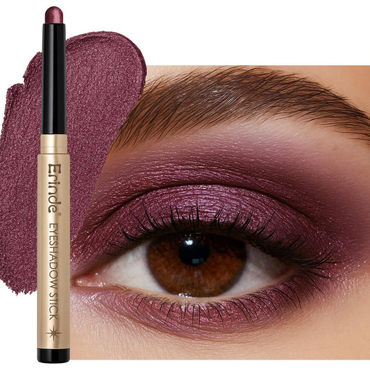 Erinde - Barra de sombra de ojos brillante impermeable, sombra de ojos en barra de crema marrón púrpura, lápiz de sombra de ojos en polvo de larga duración, a prueba de arrugas, sombra de ojos cremosa