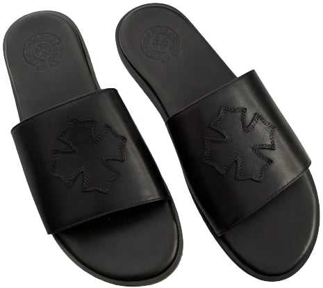 CHROME HEARTS 'CROSS PATCH' BLACK SANDALS