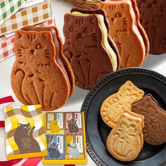 Kasho Morin Cat Shaped Chocolate Sand, 4 Pieces, Raw Chocolate, Cookie Sand, Cute, Ordered Sweets