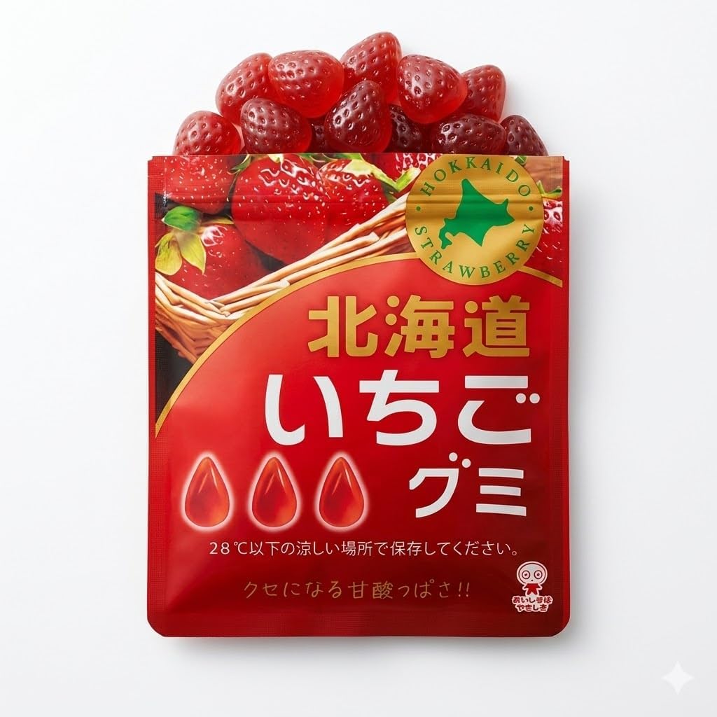 Hokkaido Limited Flavor Sugar (Strawberry Gummy) 1.4 oz (40 g) x 9 Bags
