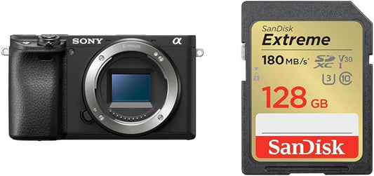 Sony ILCE-6400 APS-C Mirrorless SLR Camera α6400 B + [SanDisk Genuine Product] SD Card, 128 GB SDXC, Class 10, UHS-I U3, V30, SanDisk Extreme SDXVA-128G-GHJIN Simple Design Package