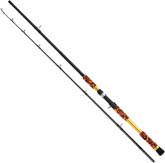 Raitoro XH Carbide Lure Rod, Carbon Fiber Fishing Rod, Casting/Spinning Rod, Camouflage, 2-Strand, 6.1 ft (2.28 m), Black/Bass, Octopus, Ragyo, Catfish